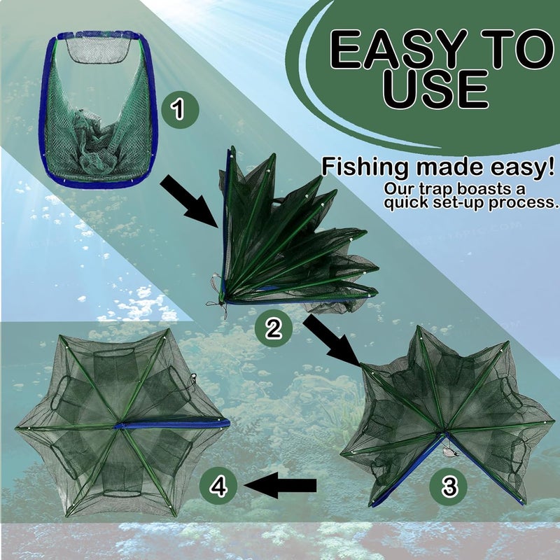 Leukate Collapsible Fishing Bait Minnow Trap - Durable Fish Trap Net for Minnow, Crab, Crayfish, Shrimp Fish Trap Net - Designed for Minnows and Beyond - Image 5